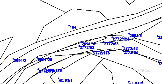 Parcela st. 2691/32 v KÚ Rusava, Katastrální mapa