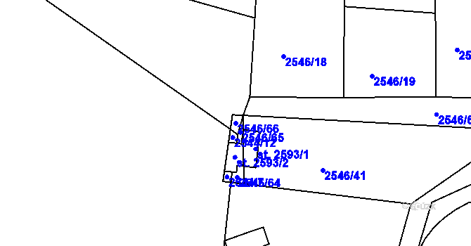 Parcela st. 2546/66 v KÚ Rusava, Katastrální mapa