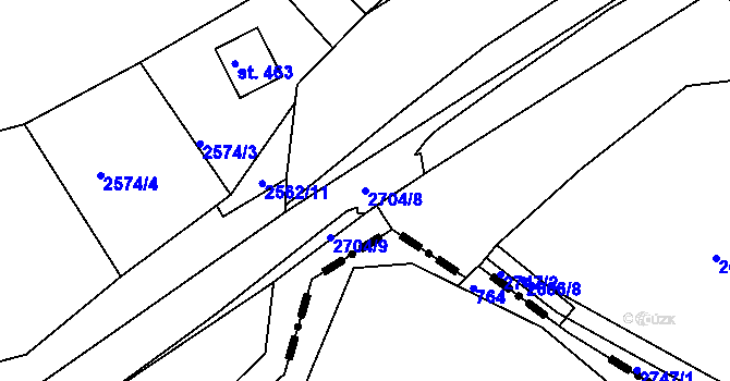 Parcela st. 2704/8 v KÚ Rusava, Katastrální mapa