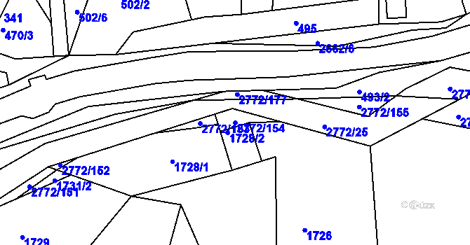 Parcela st. 2772/154 v KÚ Rusava, Katastrální mapa