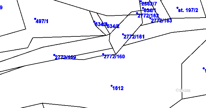 Parcela st. 2772/160 v KÚ Rusava, Katastrální mapa