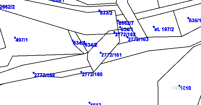 Parcela st. 2772/161 v KÚ Rusava, Katastrální mapa