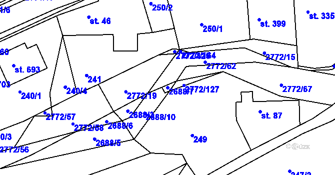 Parcela st. 2688/7 v KÚ Rusava, Katastrální mapa