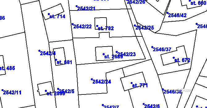 Parcela st. 2689 v KÚ Rusava, Katastrální mapa