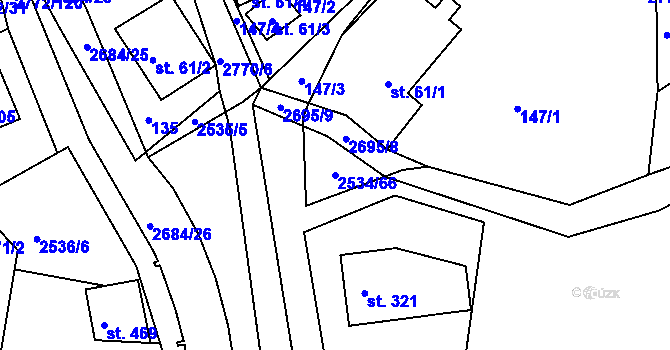 Parcela st. 2534/66 v KÚ Rusava, Katastrální mapa