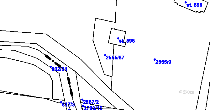 Parcela st. 2555/67 v KÚ Rusava, Katastrální mapa