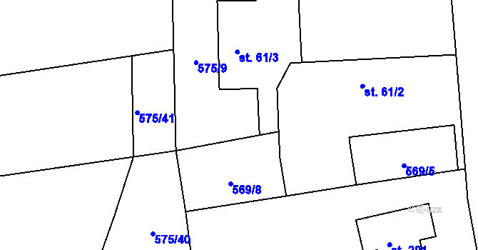 Parcela st. 575/4 v KÚ Rusek, Katastrální mapa