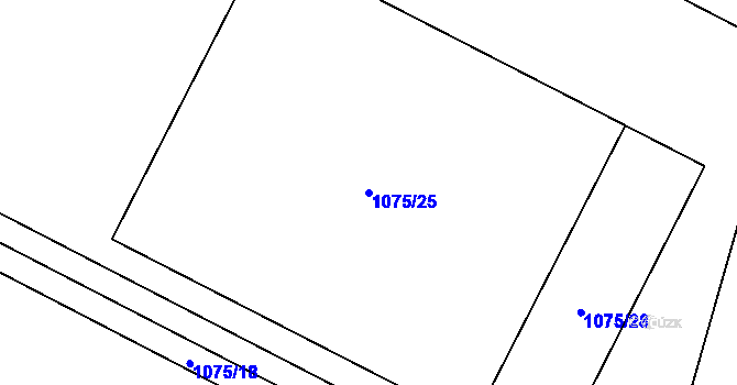 Parcela st. 1075/25 v KÚ Rusín, Katastrální mapa