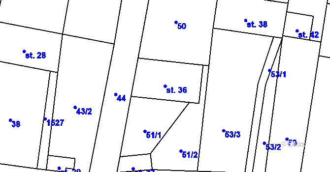 Parcela st. 36 v KÚ Rusín, Katastrální mapa