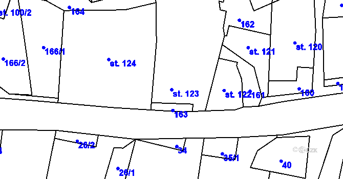 Parcela st. 123 v KÚ Rusín, Katastrální mapa