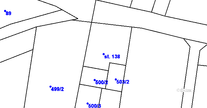 Parcela st. 138 v KÚ Rusín, Katastrální mapa