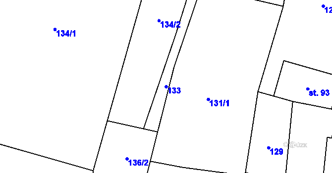 Parcela st. 133 v KÚ Rusín, Katastrální mapa