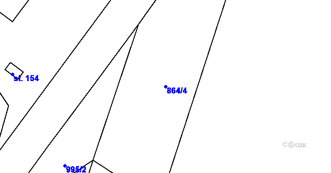 Parcela st. 864/4 v KÚ Rusín, Katastrální mapa