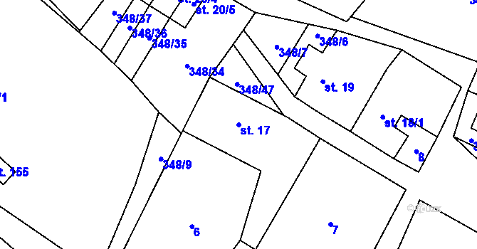 Parcela st. 17 v KÚ Vratkov, Katastrální mapa
