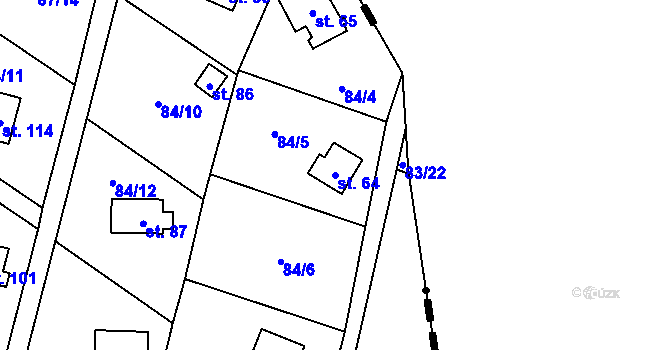 Parcela st. 64 v KÚ Vratkov, Katastrální mapa