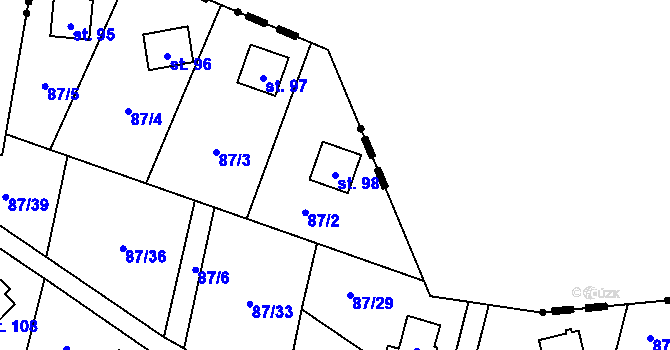 Parcela st. 98 v KÚ Vratkov, Katastrální mapa