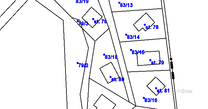 Parcela st. 83/18 v KÚ Vratkov, Katastrální mapa