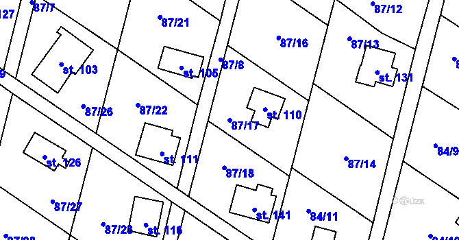 Parcela st. 87/17 v KÚ Vratkov, Katastrální mapa