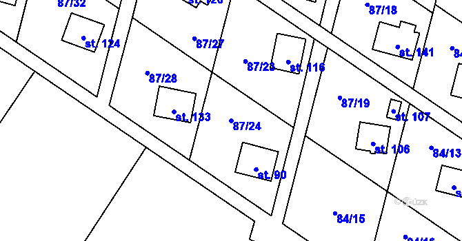 Parcela st. 87/24 v KÚ Vratkov, Katastrální mapa