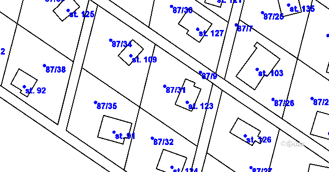 Parcela st. 87/31 v KÚ Vratkov, Katastrální mapa