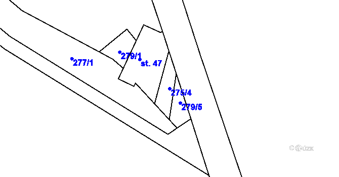 Parcela st. 275/4 v KÚ Vratkov, Katastrální mapa