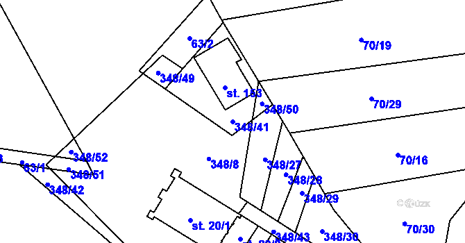 Parcela st. 348/41 v KÚ Vratkov, Katastrální mapa