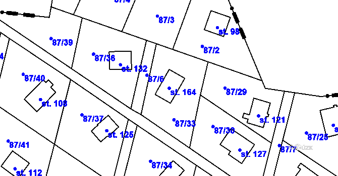 Parcela st. 164 v KÚ Vratkov, Katastrální mapa