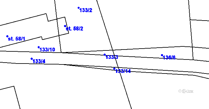 Parcela st. 133/3 v KÚ Rušinov, Katastrální mapa
