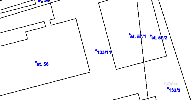 Parcela st. 133/11 v KÚ Rušinov, Katastrální mapa