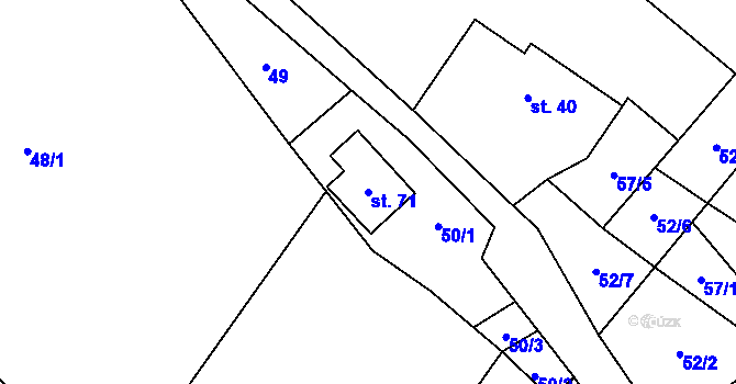 Parcela st. 71 v KÚ Rušinov, Katastrální mapa