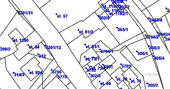 Parcela st. 61/1 v KÚ Růžďka, Katastrální mapa