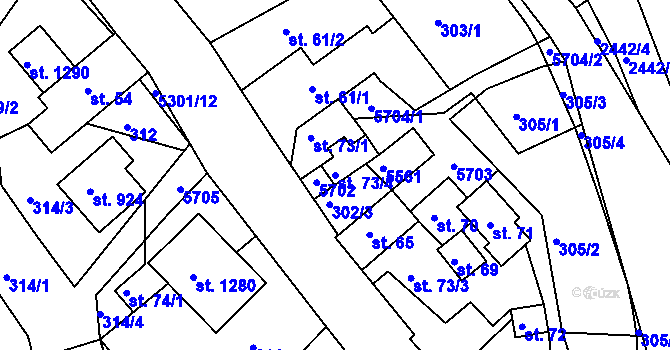 Parcela st. 73/4 v KÚ Růžďka, Katastrální mapa