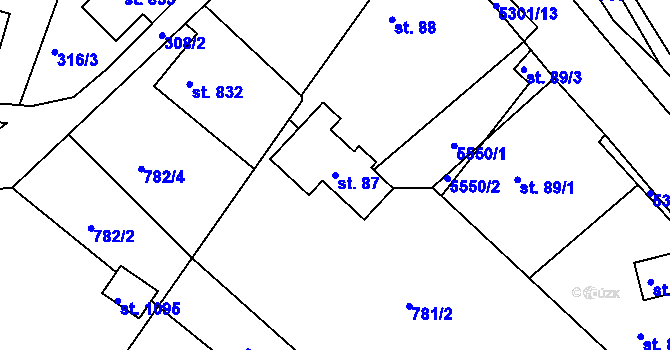 Parcela st. 87 v KÚ Růžďka, Katastrální mapa