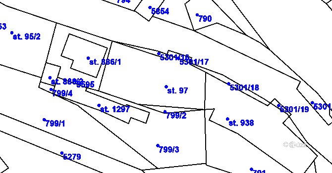Parcela st. 97 v KÚ Růžďka, Katastrální mapa