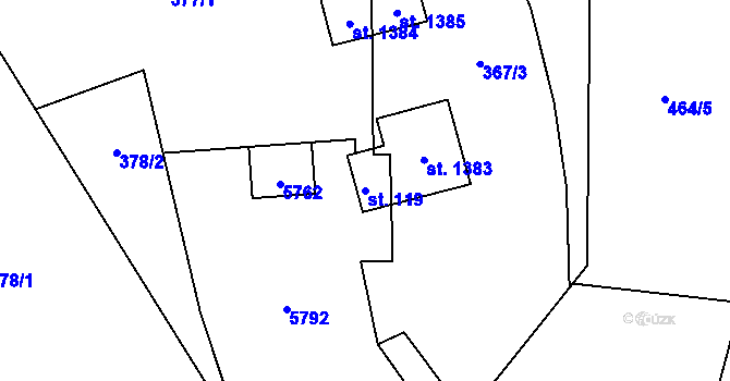 Parcela st. 119 v KÚ Růžďka, Katastrální mapa