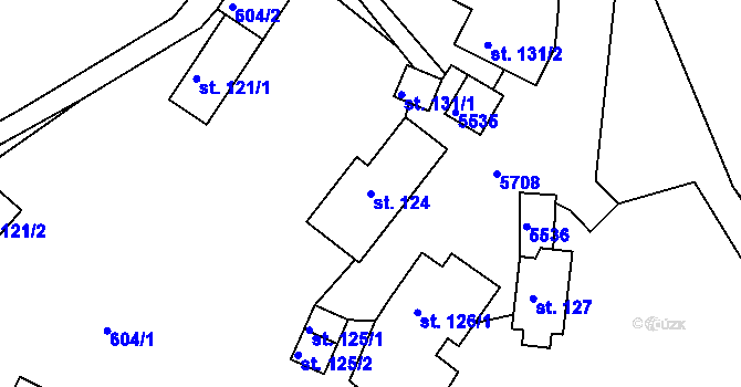 Parcela st. 124 v KÚ Růžďka, Katastrální mapa