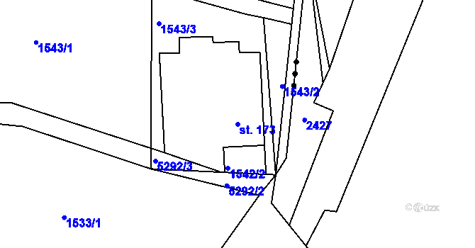 Parcela st. 173 v KÚ Růžďka, Katastrální mapa