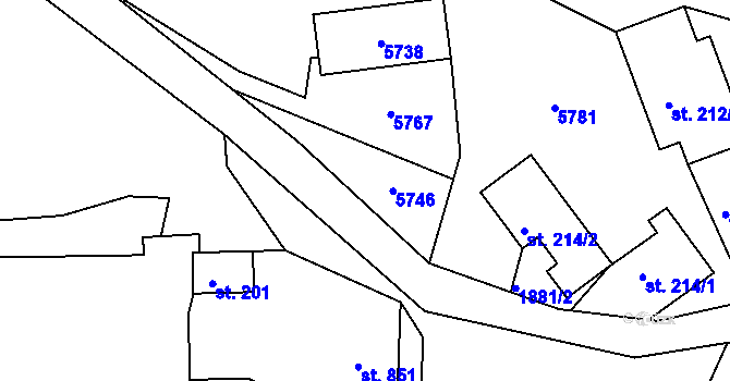Parcela st. 215/3 v KÚ Růžďka, Katastrální mapa