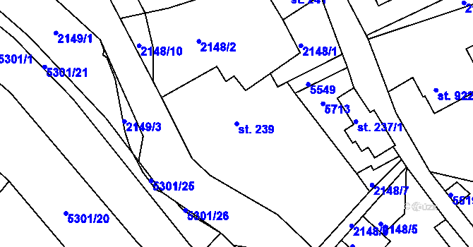 Parcela st. 239 v KÚ Růžďka, Katastrální mapa