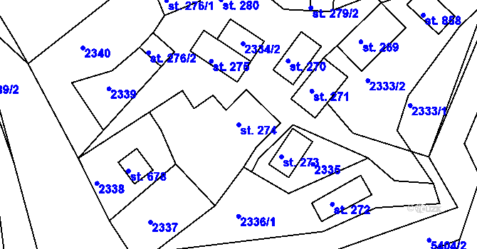 Parcela st. 274 v KÚ Růžďka, Katastrální mapa