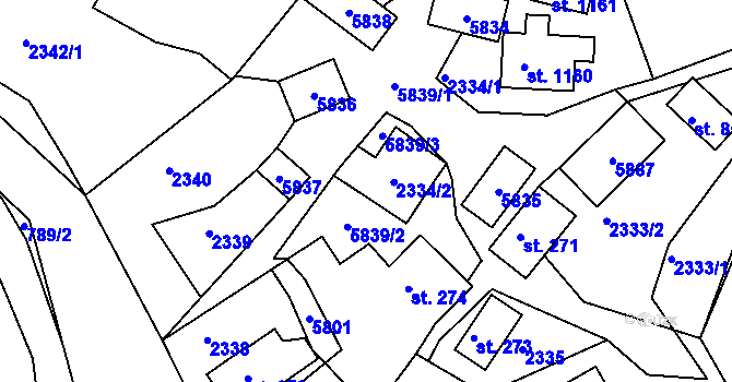 Parcela st. 275 v KÚ Růžďka, Katastrální mapa