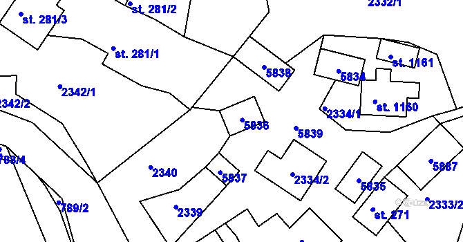 Parcela st. 276/1 v KÚ Růžďka, Katastrální mapa