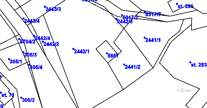 Parcela st. 284 v KÚ Růžďka, Katastrální mapa