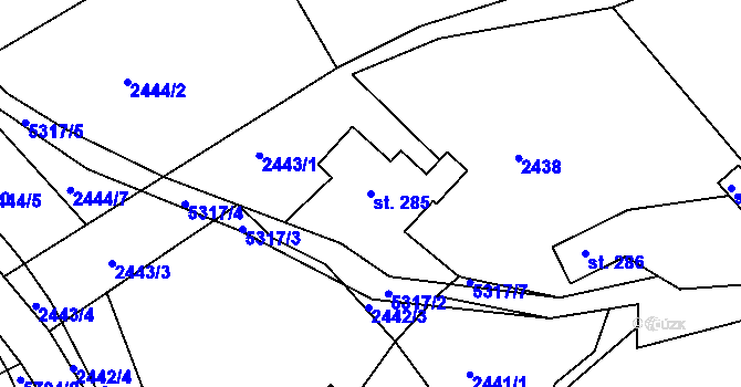 Parcela st. 285 v KÚ Růžďka, Katastrální mapa