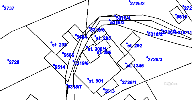 Parcela st. 296 v KÚ Růžďka, Katastrální mapa