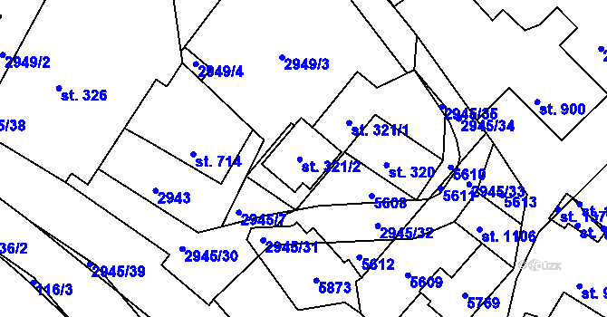 Parcela st. 321 v KÚ Růžďka, Katastrální mapa