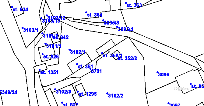 Parcela st. 352/1 v KÚ Růžďka, Katastrální mapa