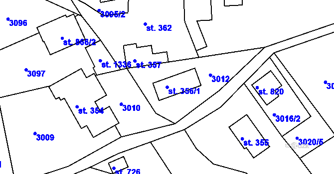 Parcela st. 356/1 v KÚ Růžďka, Katastrální mapa