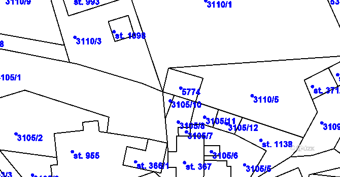 Parcela st. 366/2 v KÚ Růžďka, Katastrální mapa