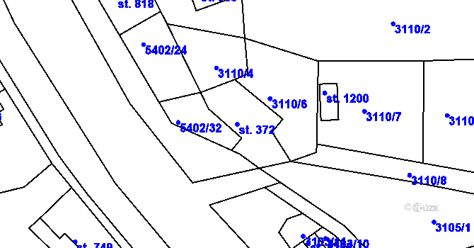 Parcela st. 372 v KÚ Růžďka, Katastrální mapa